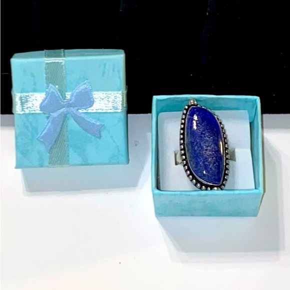 Jewelry - Handmade Natural Lapis Lazuli Stone Boho Ring .925 Stamp Size: 7